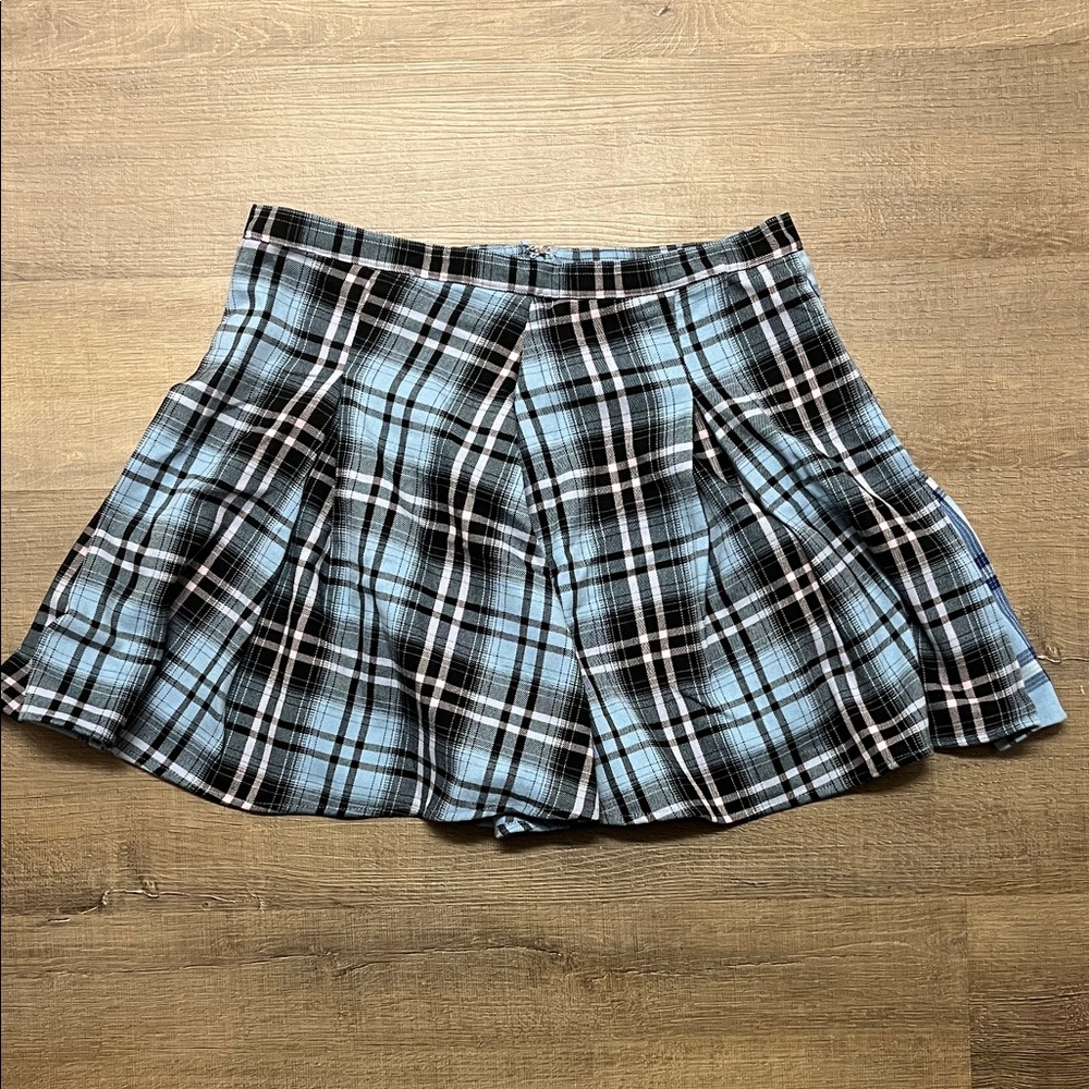 SO Plaid Mini Skirt in Blue and Black